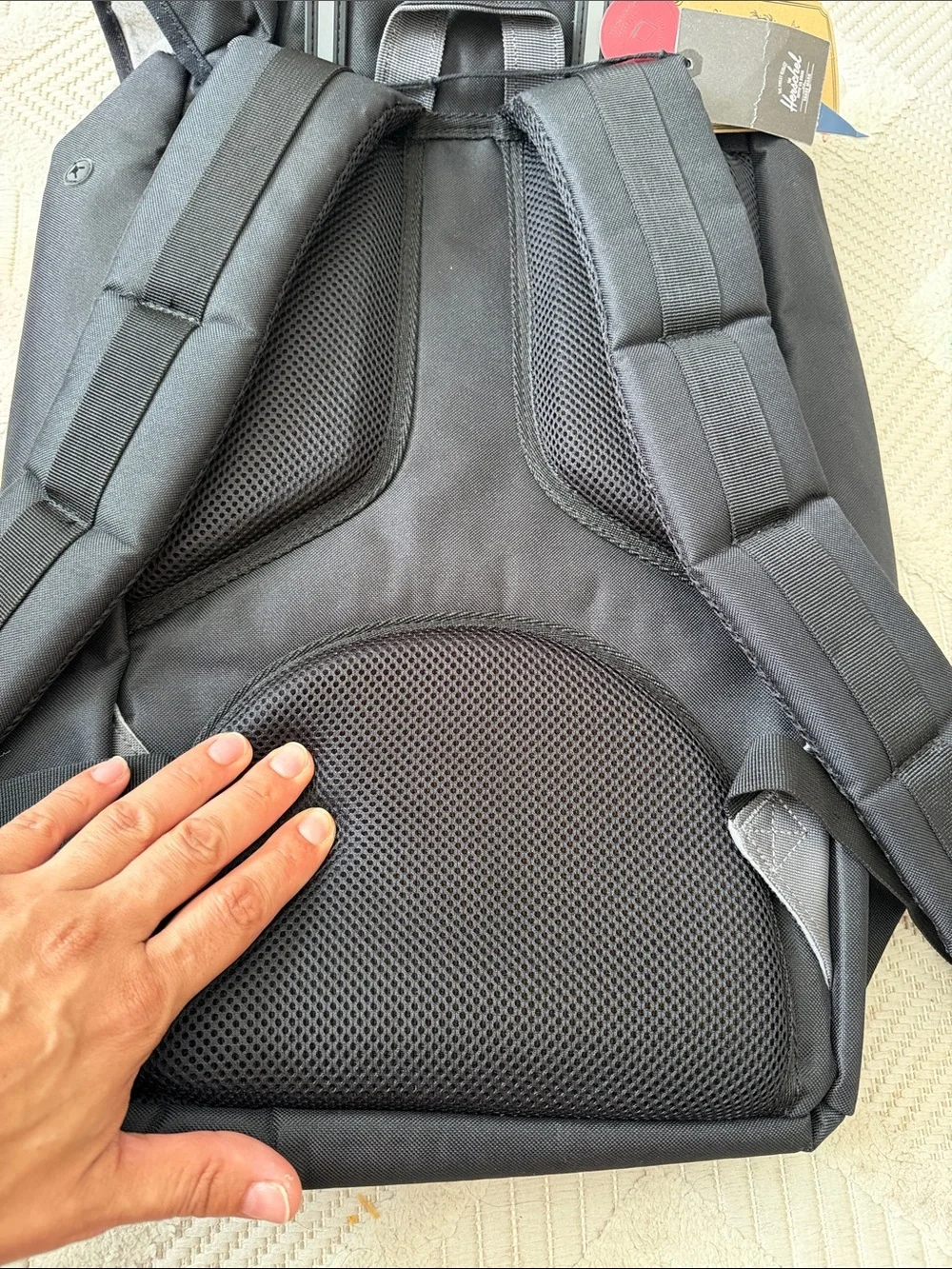 Herschel Supply Company Black Backpack with Reflective Gray Straps